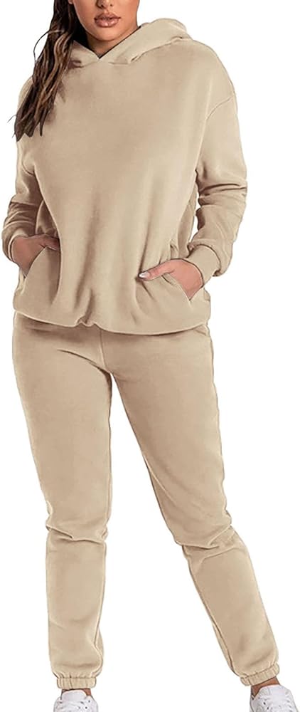 Women 2 Piece Outfits Sweatsuit Set 2024 Trendy Oversized Half Zip Sweatshirt Wide Leg Sweatpant Lounge Set