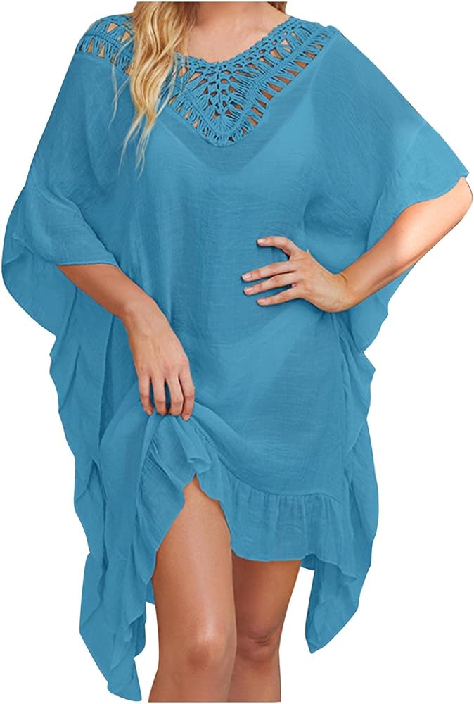 Women's Boho Beach Dress Oversized Cover Ups Loose Summer Dress Flowy Bikini Coverup Comfy Sundress 2024 Resort Wear