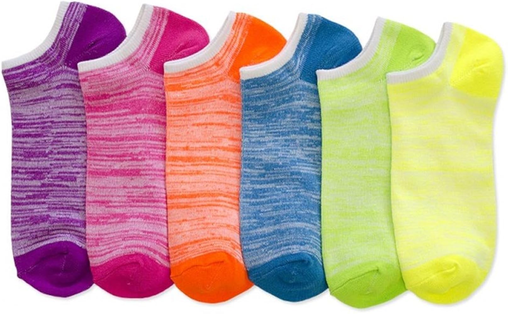 Lot Of 12 Women's Ladies No Show Neon Ankle Socks Sports Multi Color Size 9-11 !