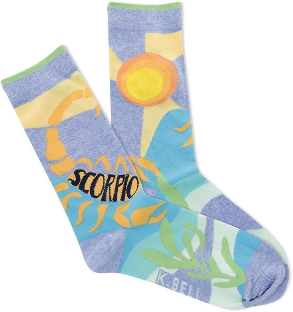 K. Bell Women's Fun Astrology & Horoscope Crew Socks-1 Pairs-Cool & Cute Novelty Gifts