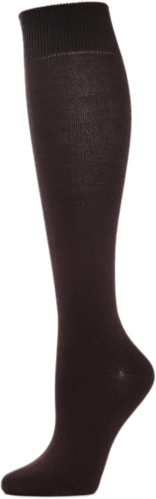 MeMoi Women's Natural Rayan Blend Solid Knit Knee High Socks