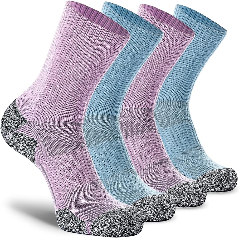 CWVLC Crew Hiking Socks, Cushion, Moisture Wicking, Arch Compression Boot Socks