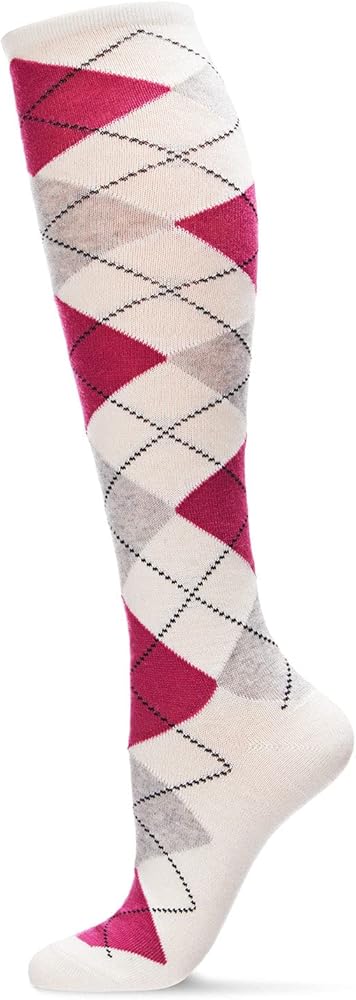 MeMoi Women's Soft Argyle Shades Cashmere Blend Knee High Socks