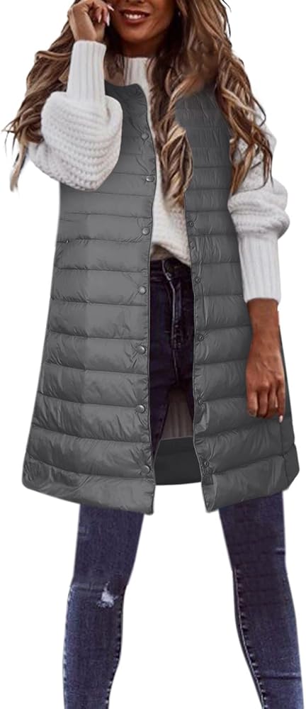 iLH Women'S Winter Vest Thin And Light Down Coat Casual Down Coat Slim Gilet Quilted Jacket Outdoor Winter Coat Vest With