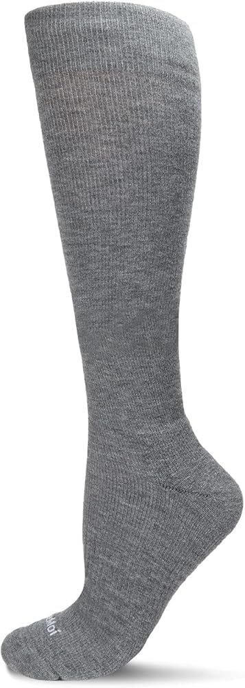 MeMoi Unisex Solid Merino Cushion Sole Knee High Wool Blend 15-20mmHg Graduated Compression Socks Medium Gray Heather 9-11