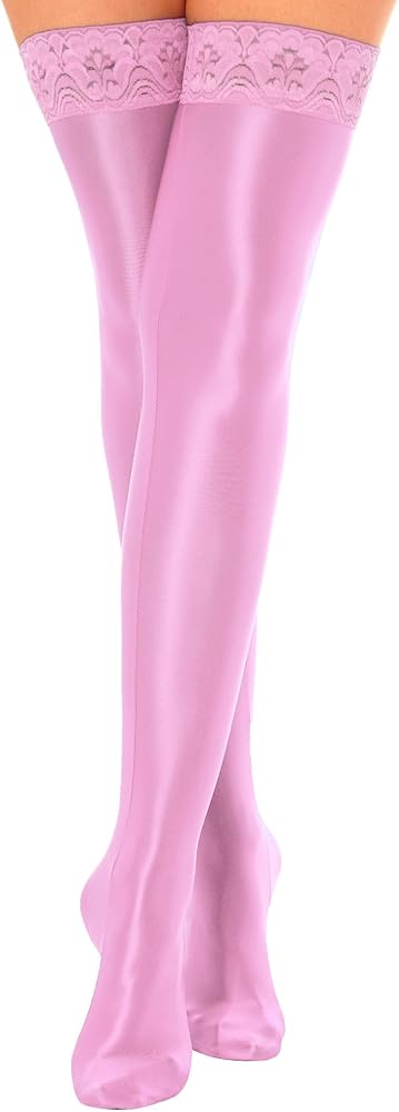 Women's Oil Shiny Satin High Glossy Stocking Nylon Tight Shaping Elastic Overknee Socks