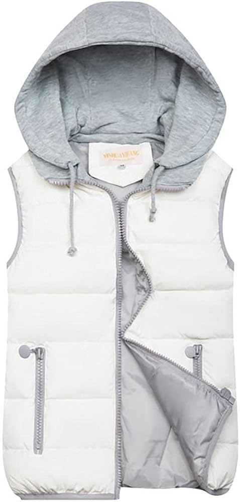 Women's Hooded Padding Puffer Vest Sleeveless Lightweight Winter Coat Warm Zip Quilted Gilet Jacket with Pockets