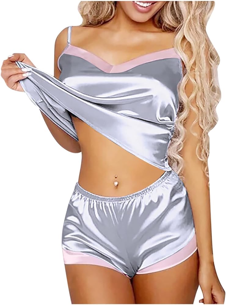 Women's Nightgowns Pajamas Two Piece Silk Suspender Shorts Sexy And Interesting Home Clothes Lingerie