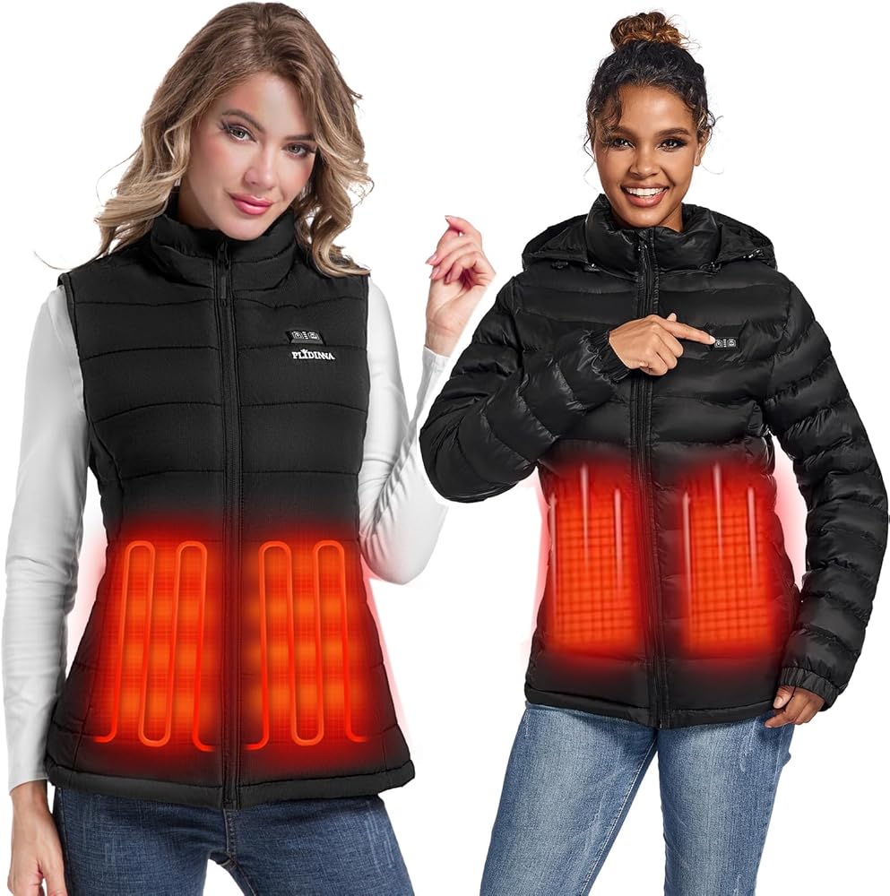 2PCS Women’s Heated Vests & Heated jacket with Battery Packs (BLACK, S)