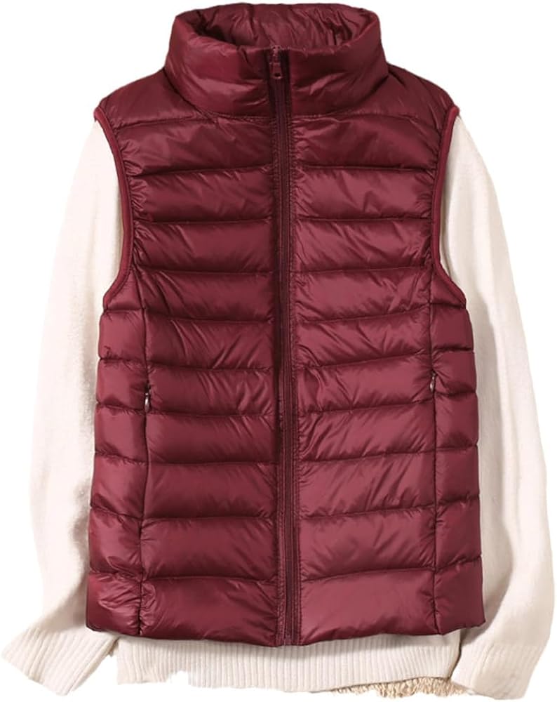 Women Sleeveless Ultra Light Down Vests Slim Jacket Girl Gilet Plus Lightweight Windproof Warm Waistcoat