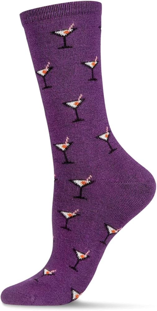 MeMoi Women's Soft Martini Cocktails Cashmere Blend Crew Socks