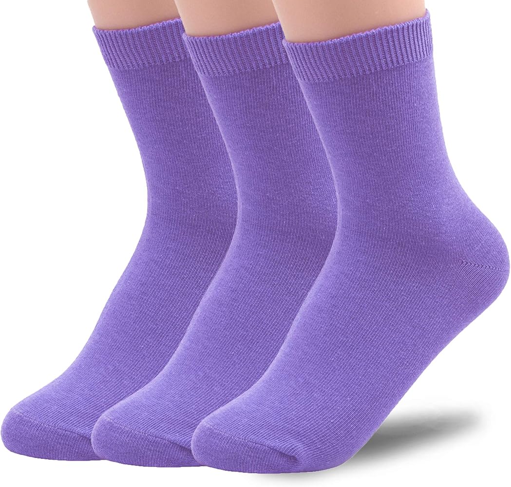 Women's Casual Socks Comfortable Crew Socks Ankle Socks 3 Pair (Purple)