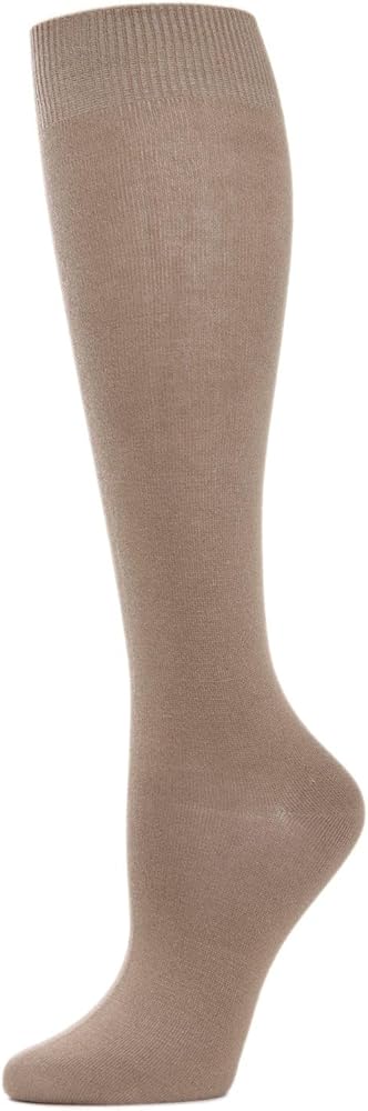 MeMoi Women's Natural Rayan Blend Solid Knit Knee High Socks