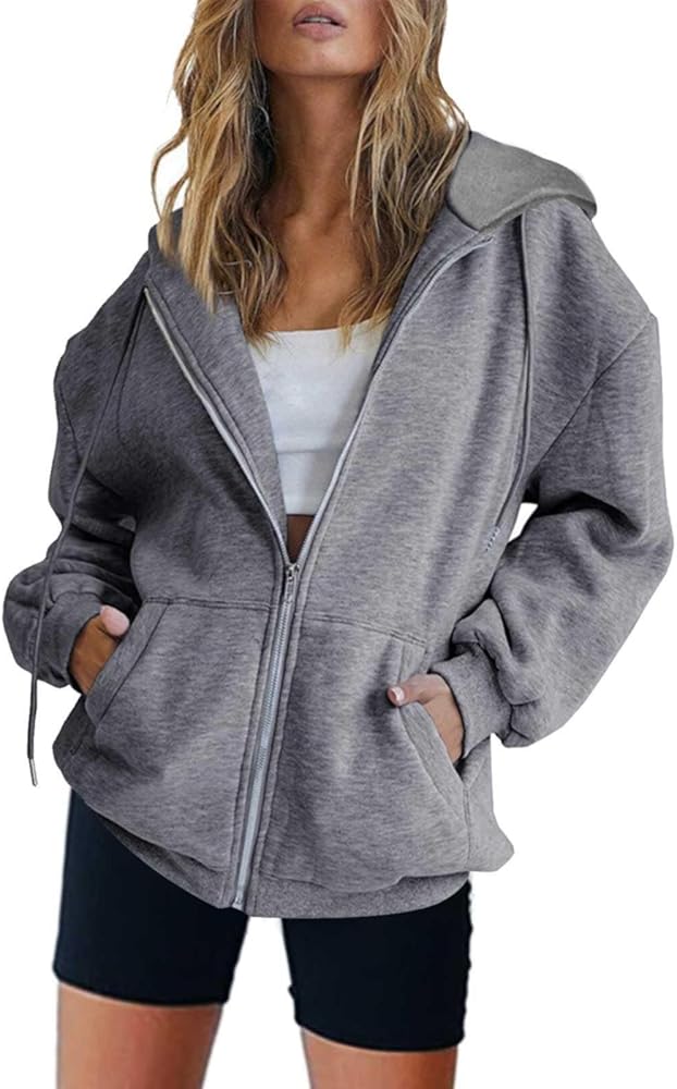 Womens Workout Sets Women's Fall Jacket Oversized Pocket Sweatshirt Casual Drawstring Clothing Zipper Track Yoga