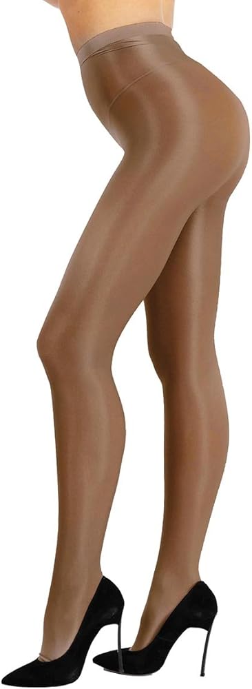 Womens Silk Ultra Shimmery Oil Bright Hosiery Tights 70D Thickness Footed Stockings Pantyhose