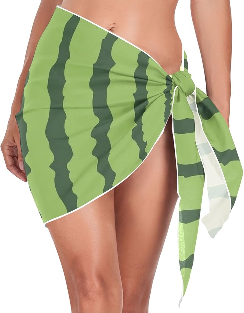 ALAZA Swimwear Cover Ups for Women Sexy Beach Sarongs Bikini Wraps Watermelon Stripe Short