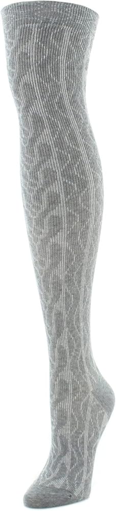 MeMoi Zipper Pattern Women's Cotton Blend Over The Knee Sock