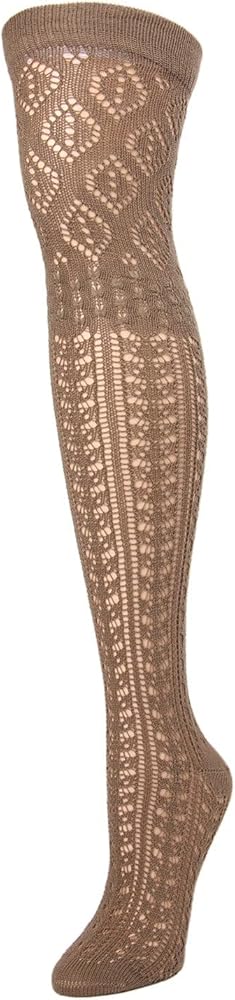 MeMoi Women's Fret Mix Openwork Over the Knee Socks