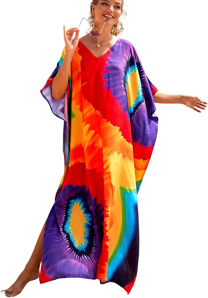 Women's Plus Size Beach Lounge Kaftan Maxi Dress Swimsuit Coverup for Women