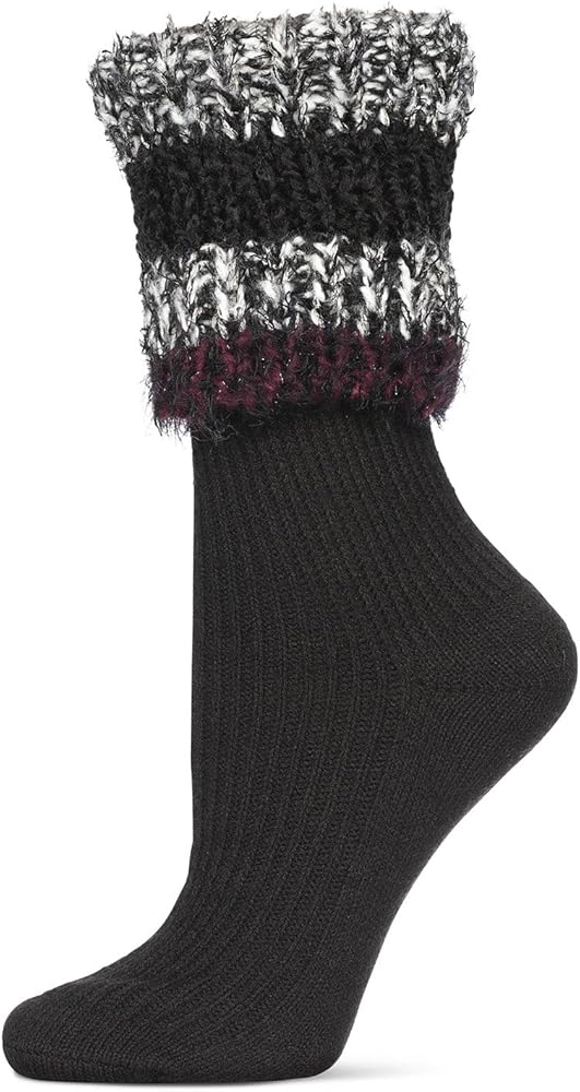 Bellevue Fuzzy Cuff Crew Sock - Cozy Winter Socks for Women