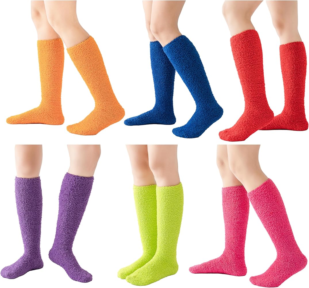 Gilbins Womens Thick Comfortable Soft Fuzzy Cozy Calf High Winter Plush Socks 6 Pairs Size 9-11