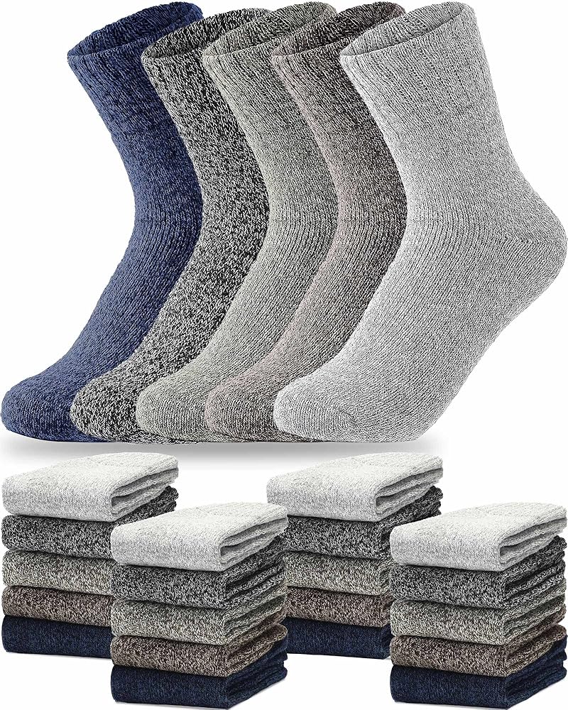 20 Pairs Women Knit Wool Socks Bulk Thick Warm Winter Socks Crew Socks Gifts Women Athletic Socks Hiking Socks Soft Casual Socks