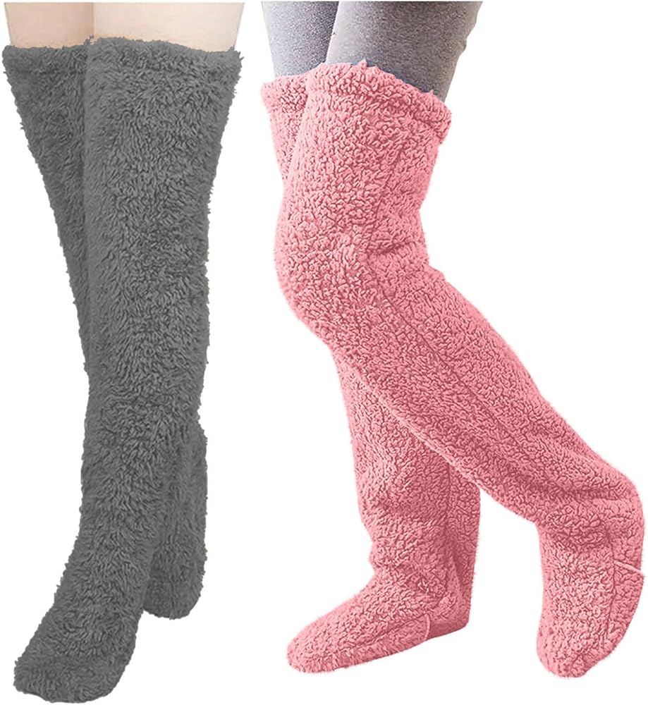 Women's Leg Warmers Thigh High Stockings for Women Warm Slipper Socks Women Cute Teddy Legs Socks