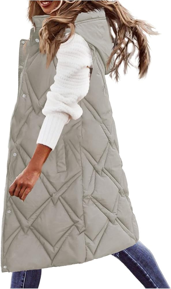 Winter Coats for Women Casual Jacket Jacket Vest Long Down Sleeveless Down Coat Vest Outdoor Quilted Pattern Sweater Cardigan